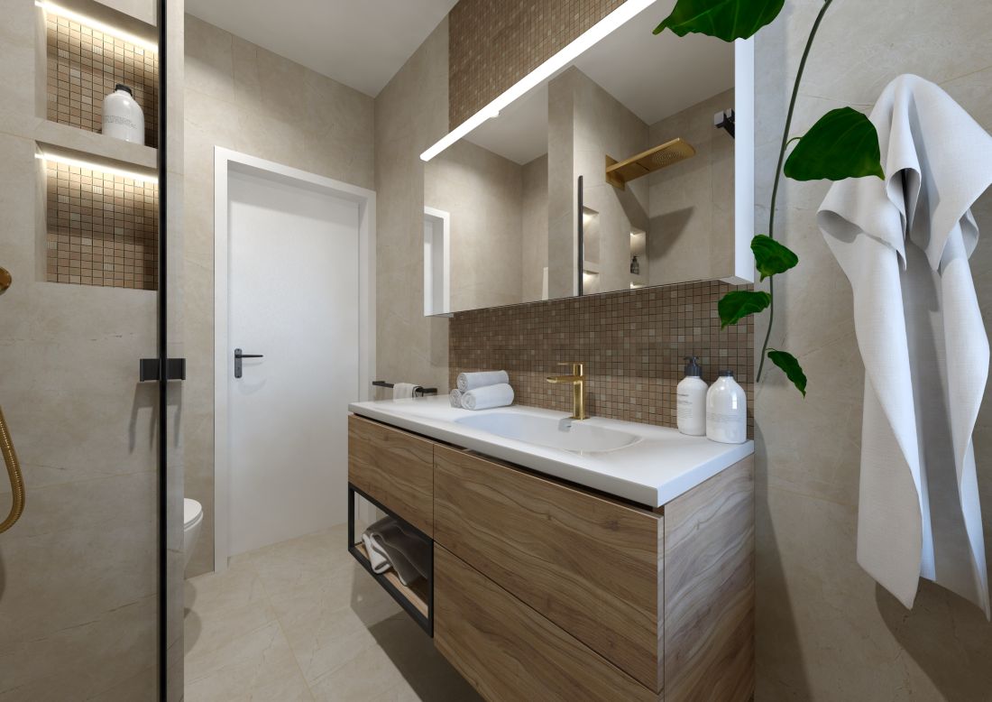 Návrh moderní koupelny pro hosty | Keraservis