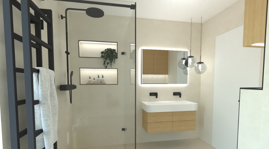 Návrh moderní koupelny v šedých odstínech | Keraservis