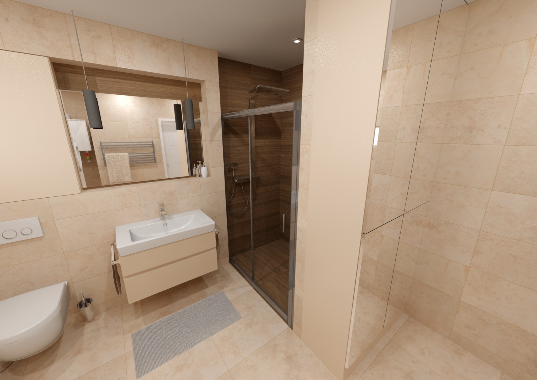 Návrh koupelny s dřevěným dekorem 16