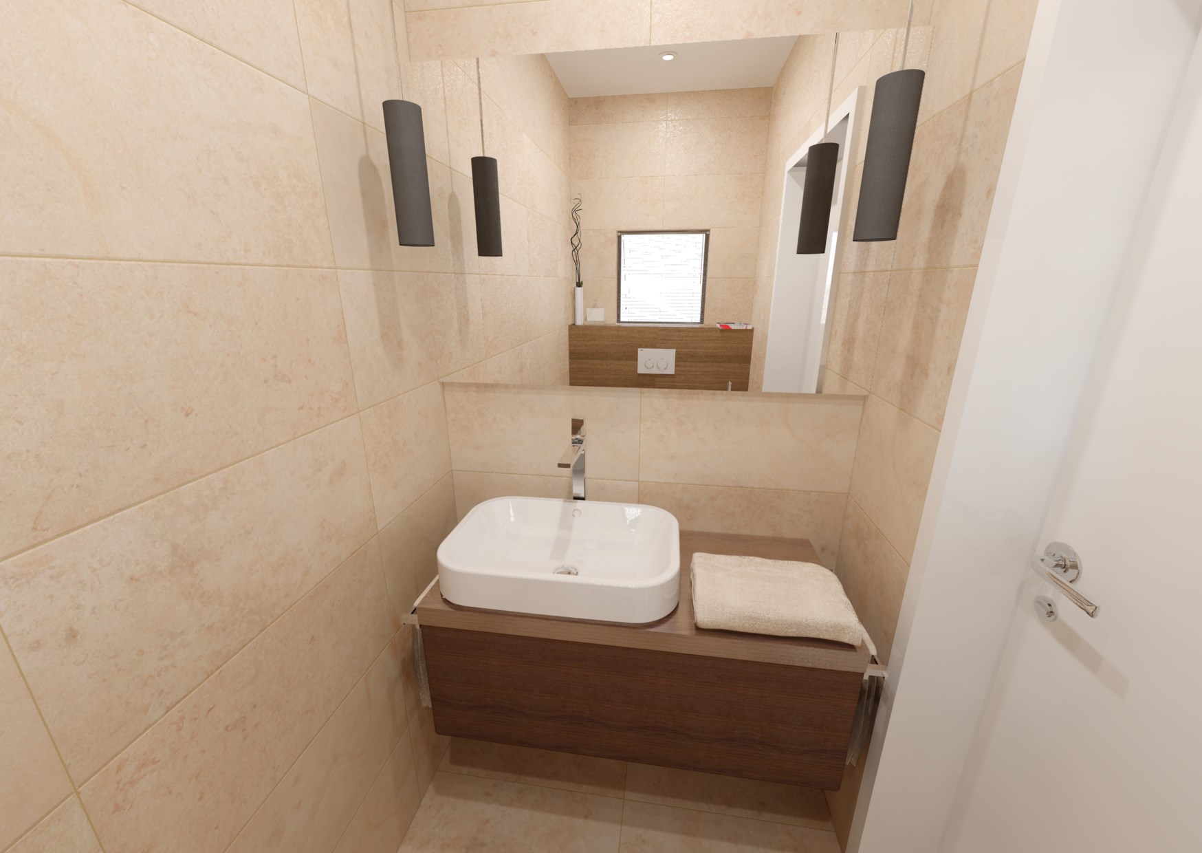 Návrh koupelny s dřevěným dekorem 1