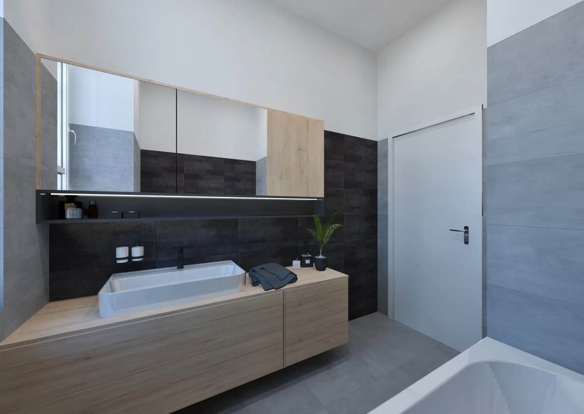 Návrhy moderních koupelen v bytovém domě 9