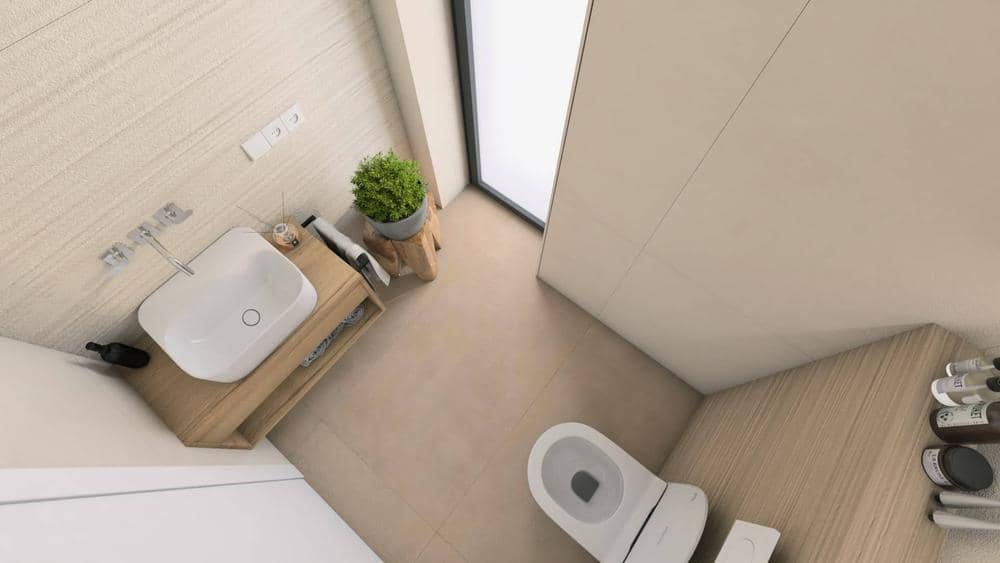 Návrh moderní světlé koupelny s 3D obklady 0