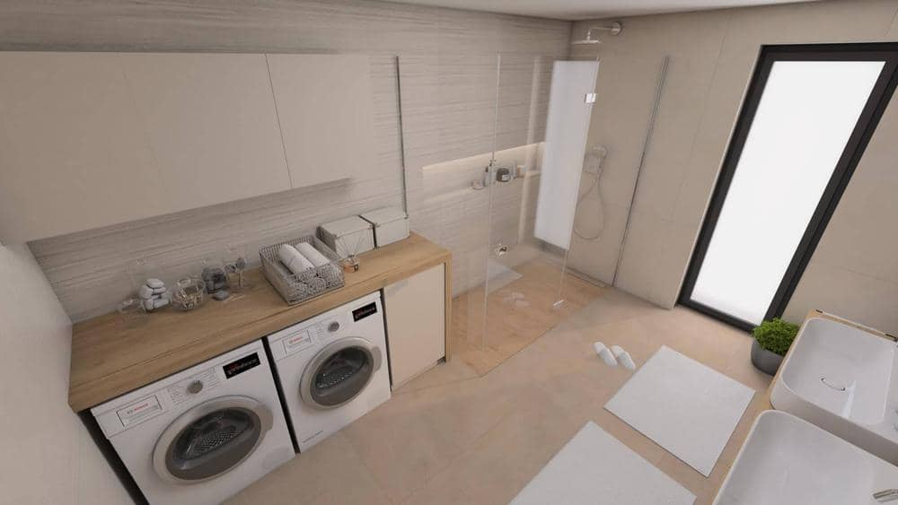 Návrh moderní světlé koupelny s 3D obklady 5