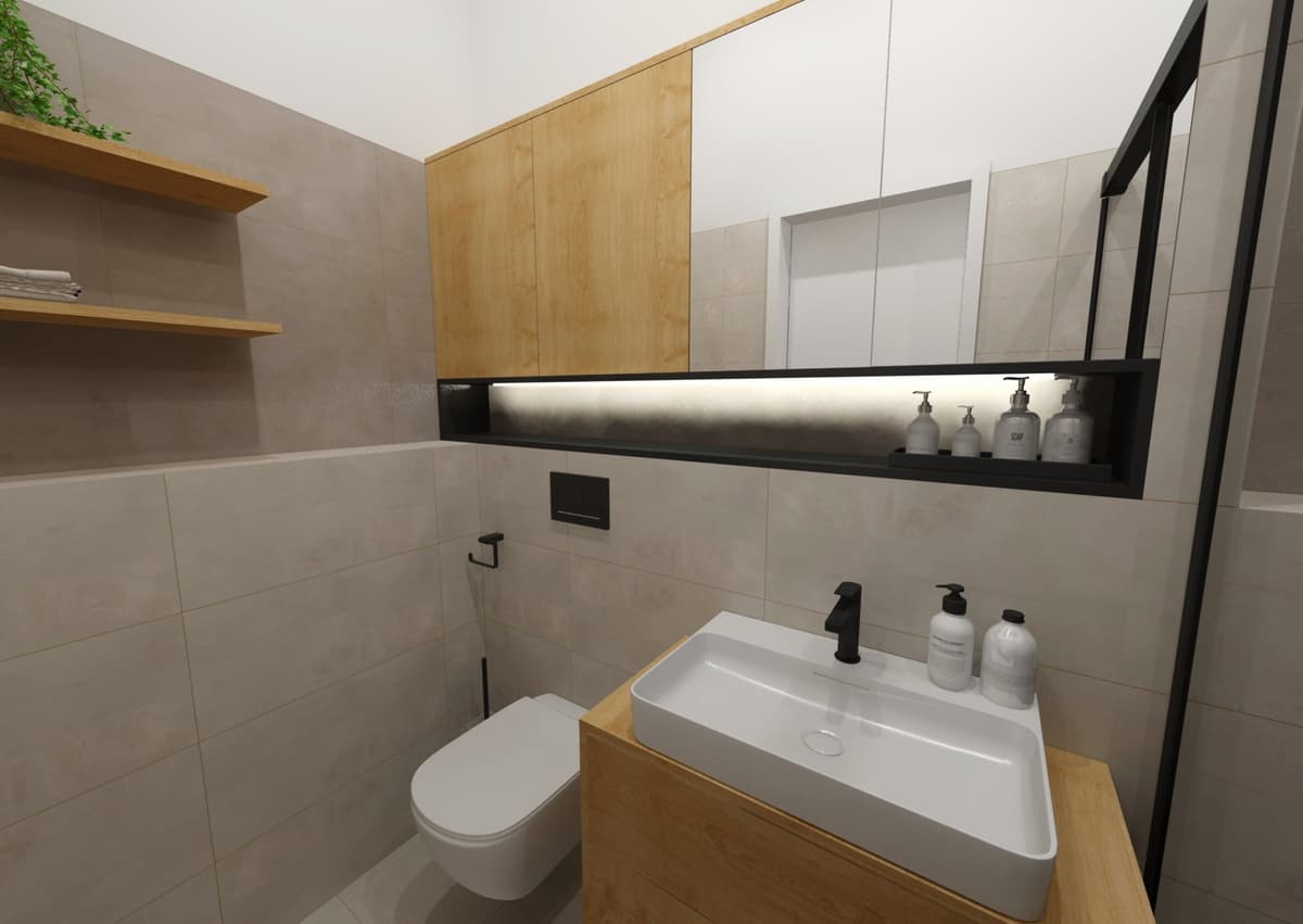 Návrhy moderních koupelen v bytovém domě 18