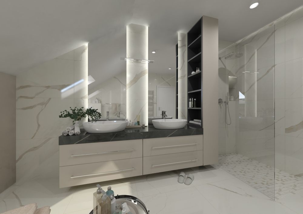 Návrh mramorové koupelny s volně stojící vanou: dokonalé spojení luxusu s praktičností 2