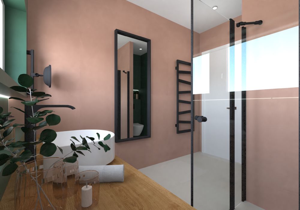 Návrh dvojice koupelen: v nepřehlédnutelných barvách a luxusním provedení s obklady Cavalli 3