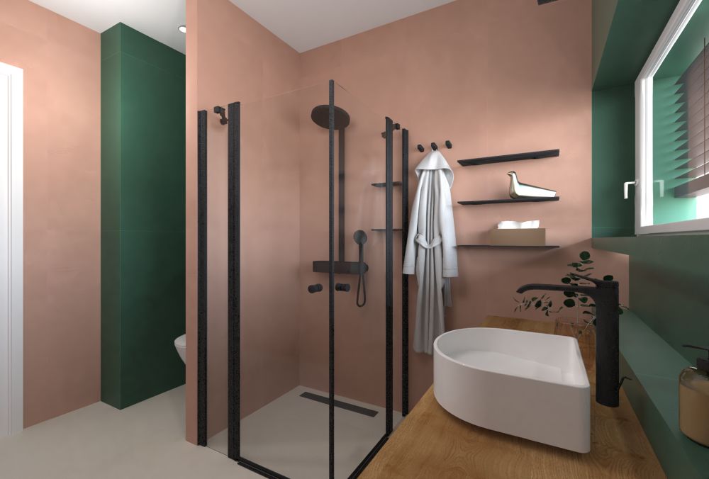 Návrh dvojice koupelen: v nepřehlédnutelných barvách a luxusním provedení s obklady Cavalli 4