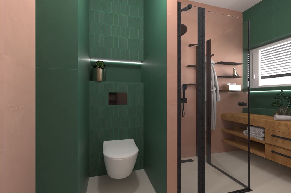 Návrh dvojice koupelen: v nepřehlédnutelných barvách a luxusním provedení s obklady Cavalli 5