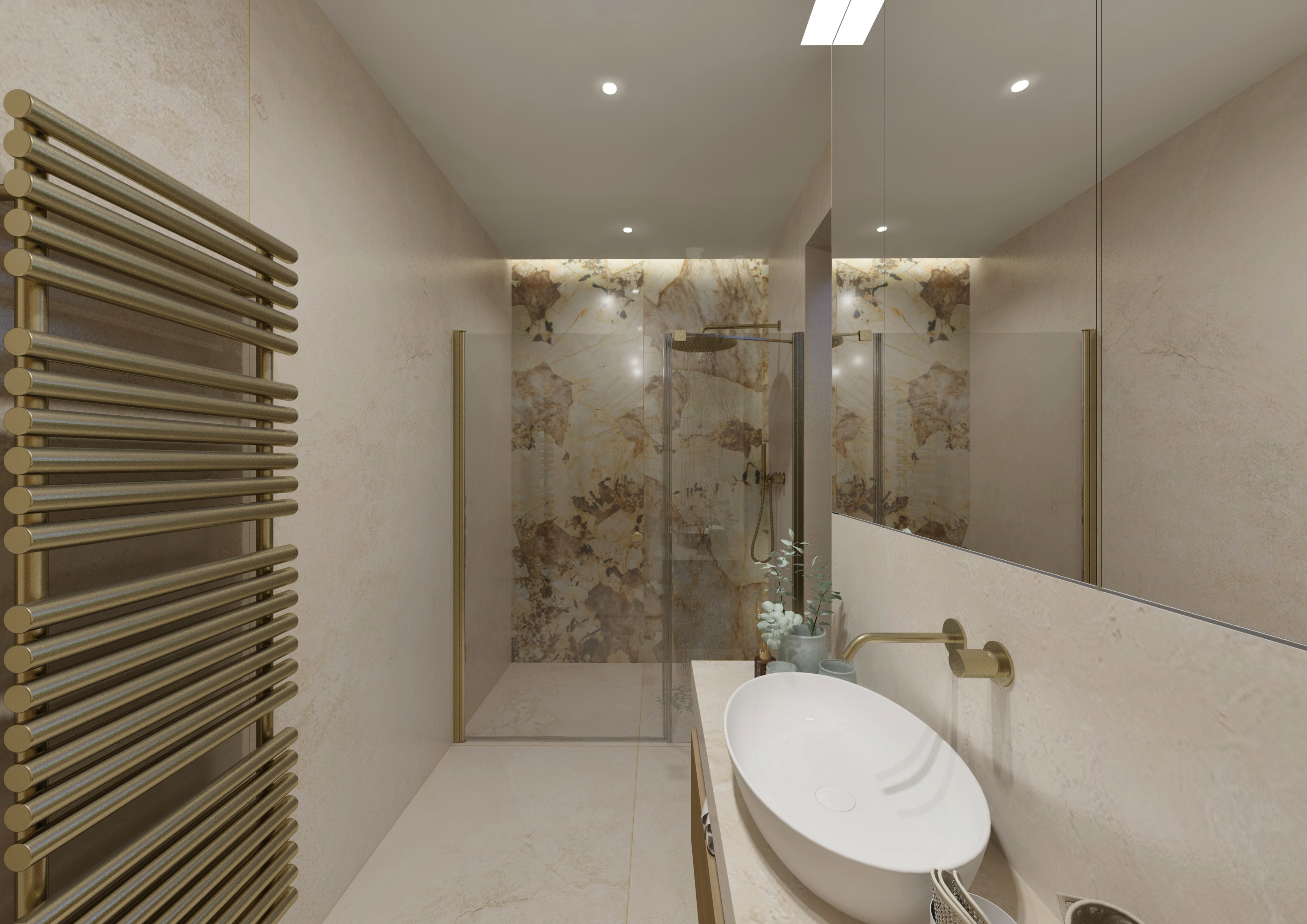 Vizualizace koupelny travertine