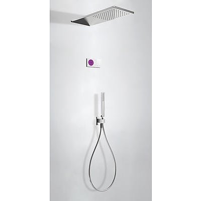 Sprchový set Tres Shower Technology, nástěnná horní sprcha 210x550 mm, ruční sprcha, chrom