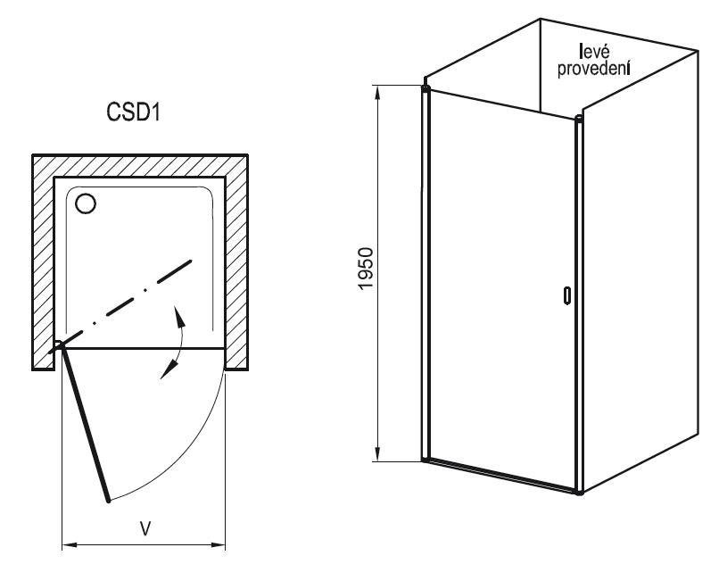 Sprchové dveře jednodílné CSD1-90 Transparent Ravak CHROME, satin