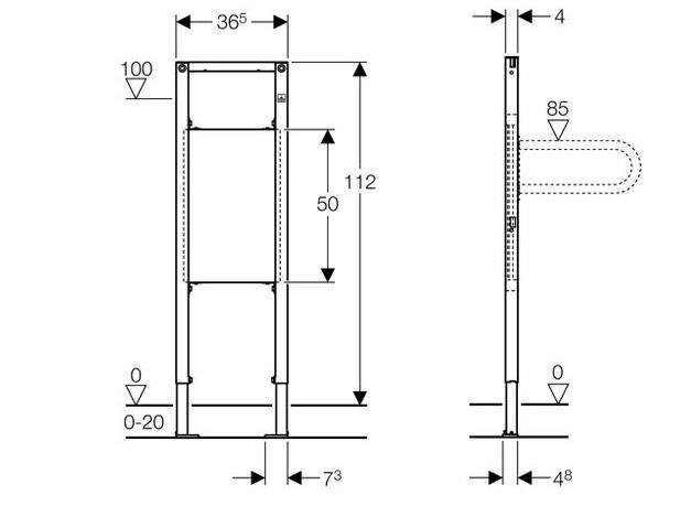 Duofix pro podpěry a madla Geberit, výška 112 cm