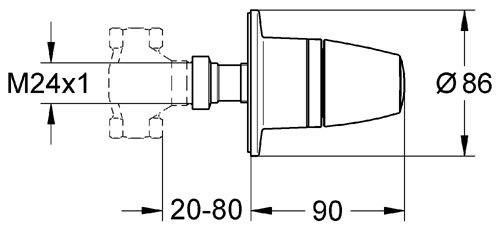 Vrchní díl podomítkového ventilu Grohe GROHTHERM 3000, chrom