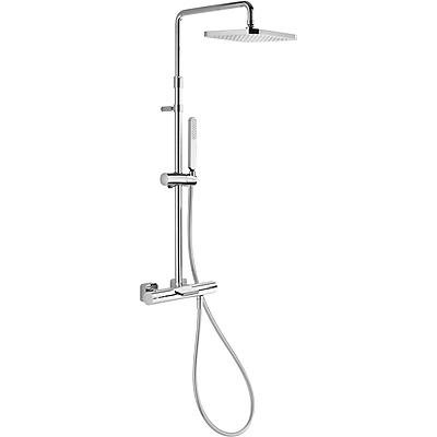 TRES LOFT Nástěnný termostatický set-pevná sprcha, ruční sprcha, flexi hadice satin