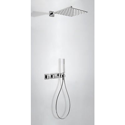 Podomítkový termostatický sprchový set dvoucestný TRES TRESMOSTATI, hlavová sprcha 30x30 cm,  mosaz