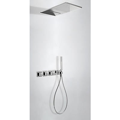 TRES podomítkový termostat. sprchový set 3cestný, nadhlavová sprcha s kaskádou 50x50 cm, ruč. sprcha