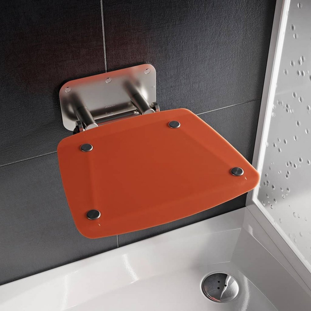 Sprchové sedátko Ravak OVO B II Orange, nerez/oranžová
