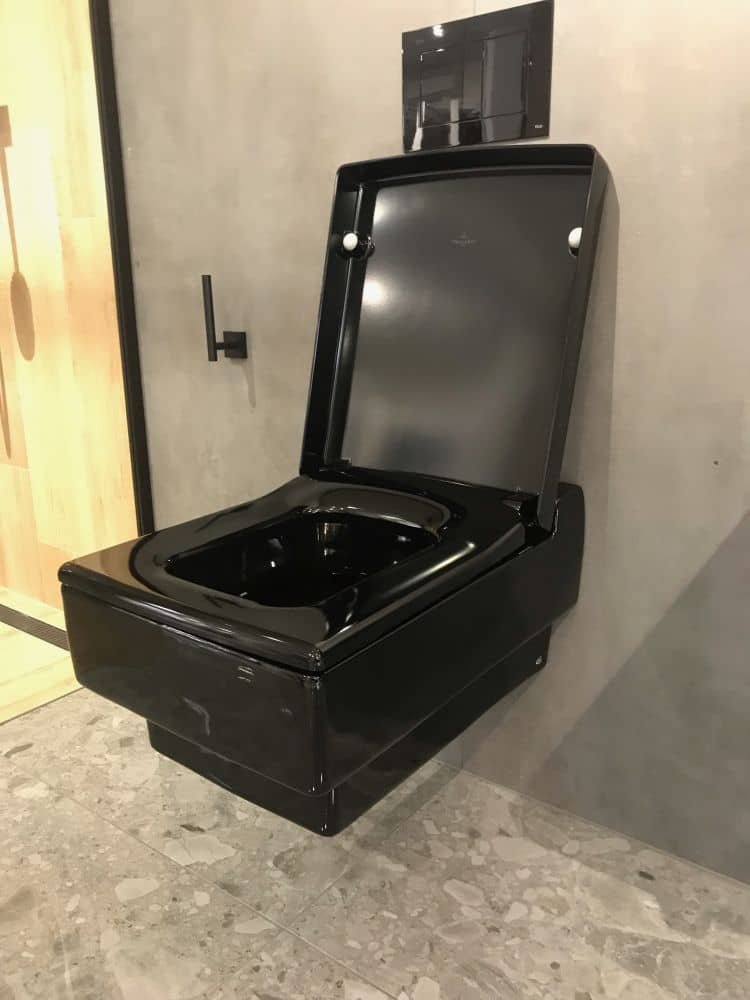 Závěsné WC Villeroy & Boch MEMENTO Glossy Black + sedátko, 37,5 x 56 cm, černé