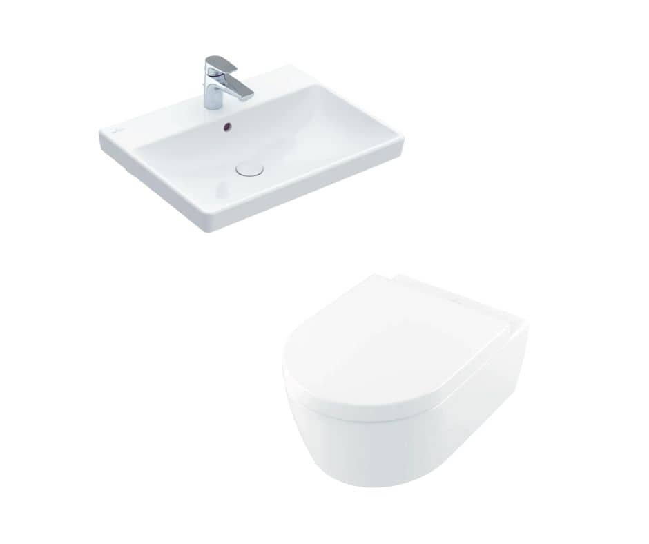Koupelnový set závěsné WC a umyvadlo 60x47 cm Villeroy&Boch AVENTO, bílá Alpin