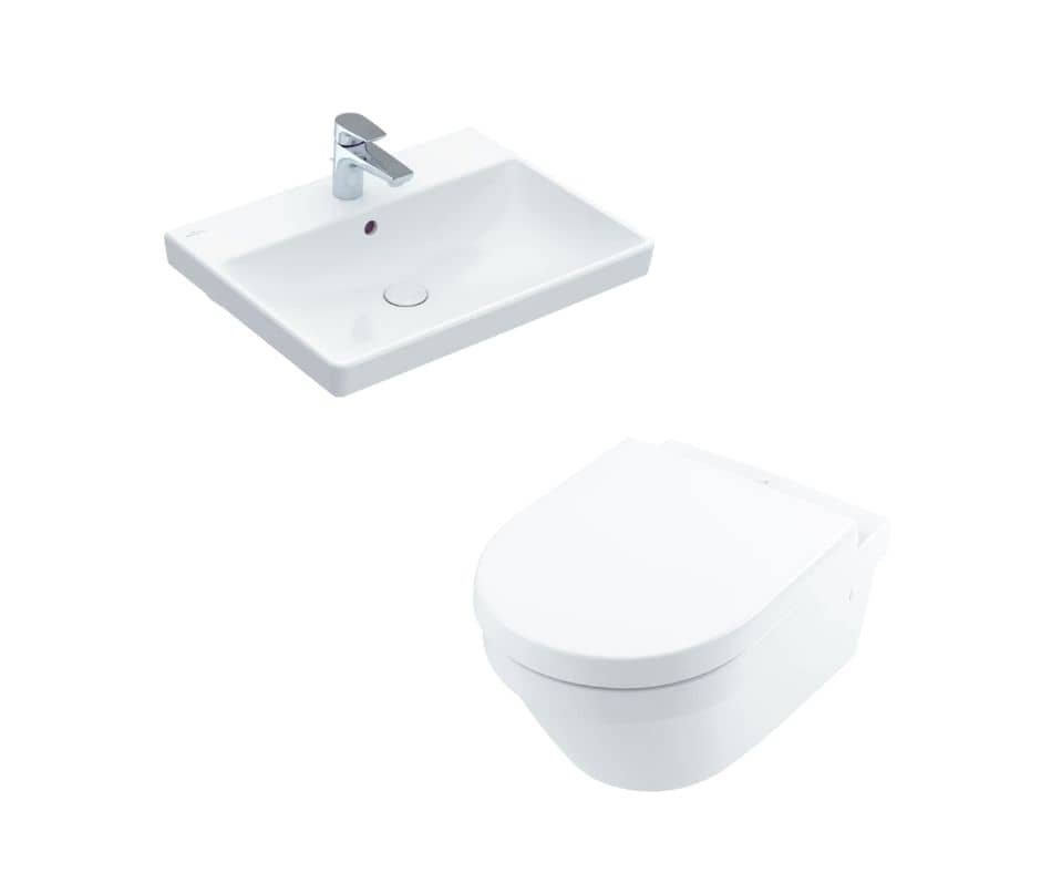 Koupelnový set Závěsné WC a umyvadlo 60x47 cm Villeroy&Boch AVENTO/ARCHITECTURA, bílá Alpin