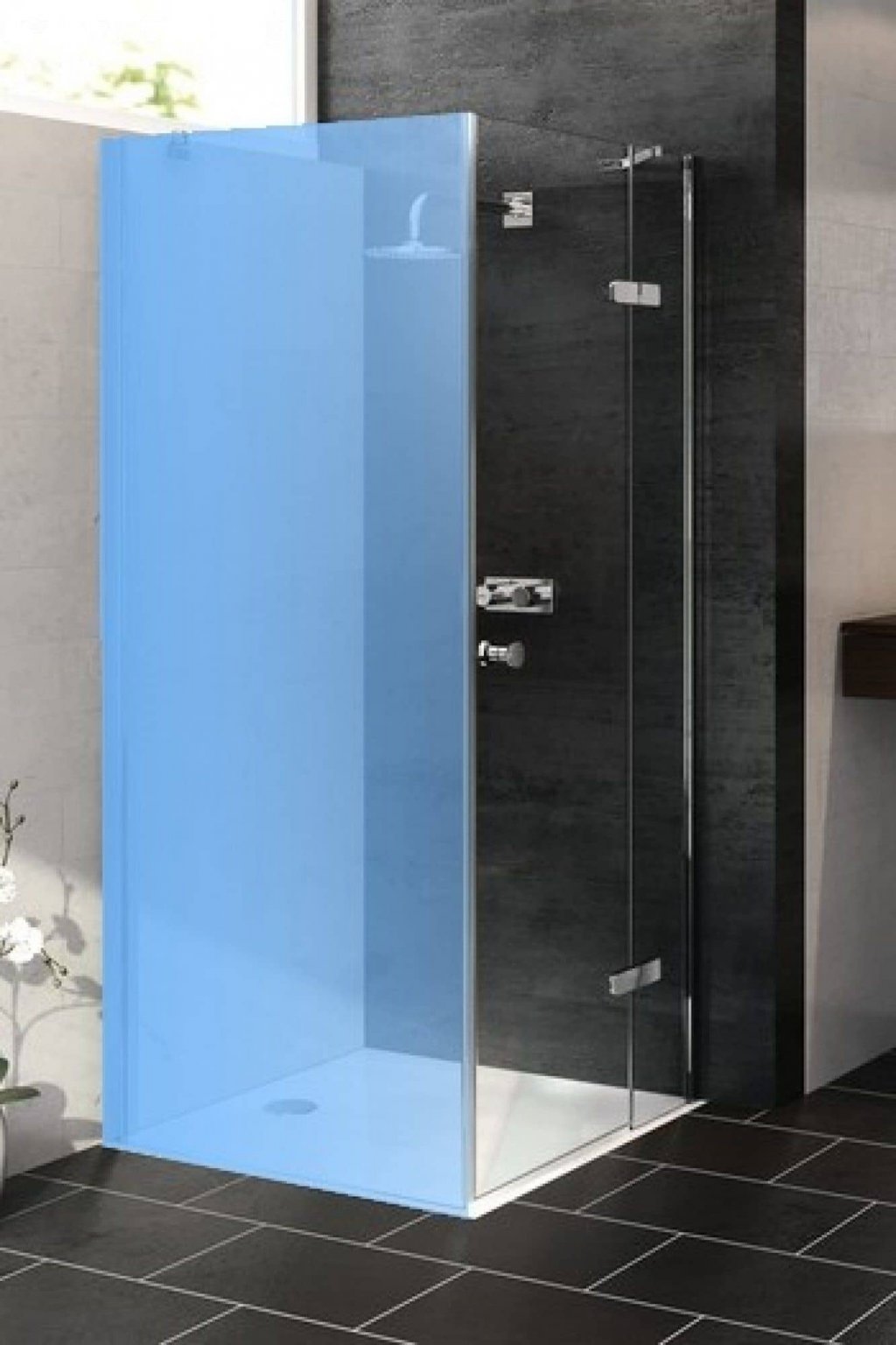 Sprchová boční stěna 90x200 cm Hüppe ENJOY PURE, bílá lišta u stěny, sklo čiré