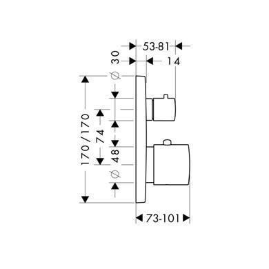 Termostatická podomítková baterie Hansgrohe Axor CITTERIO M, uzavírací a přepínací ventil, chrom