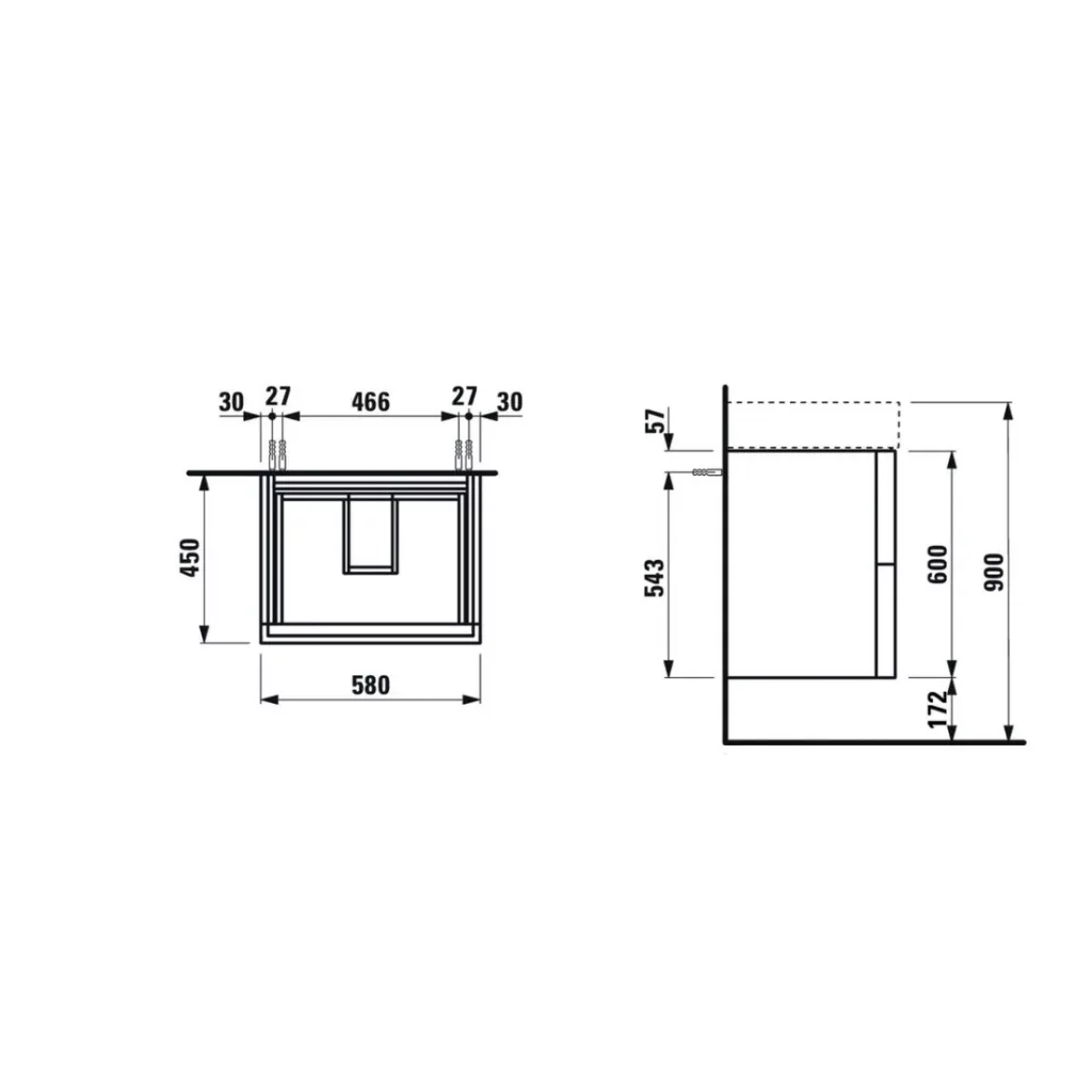 Skříňka pod umyvadlo 60 cm KARTELL By Laufen, 2 zásuvky, bílá mat