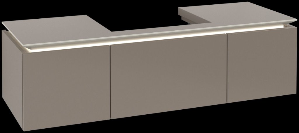 Skříňka pod umyvadlo 140x50x38 cm V&B LEGATO, 3x výsuv, osvětlení, Truffle Grey