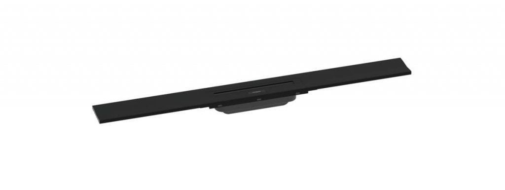 Lineární sprchový žlab 80 cm Hansgrohe RAINDRAIN Flex, nerez rošt, ke stěně, zkrátitelný, černá mat
