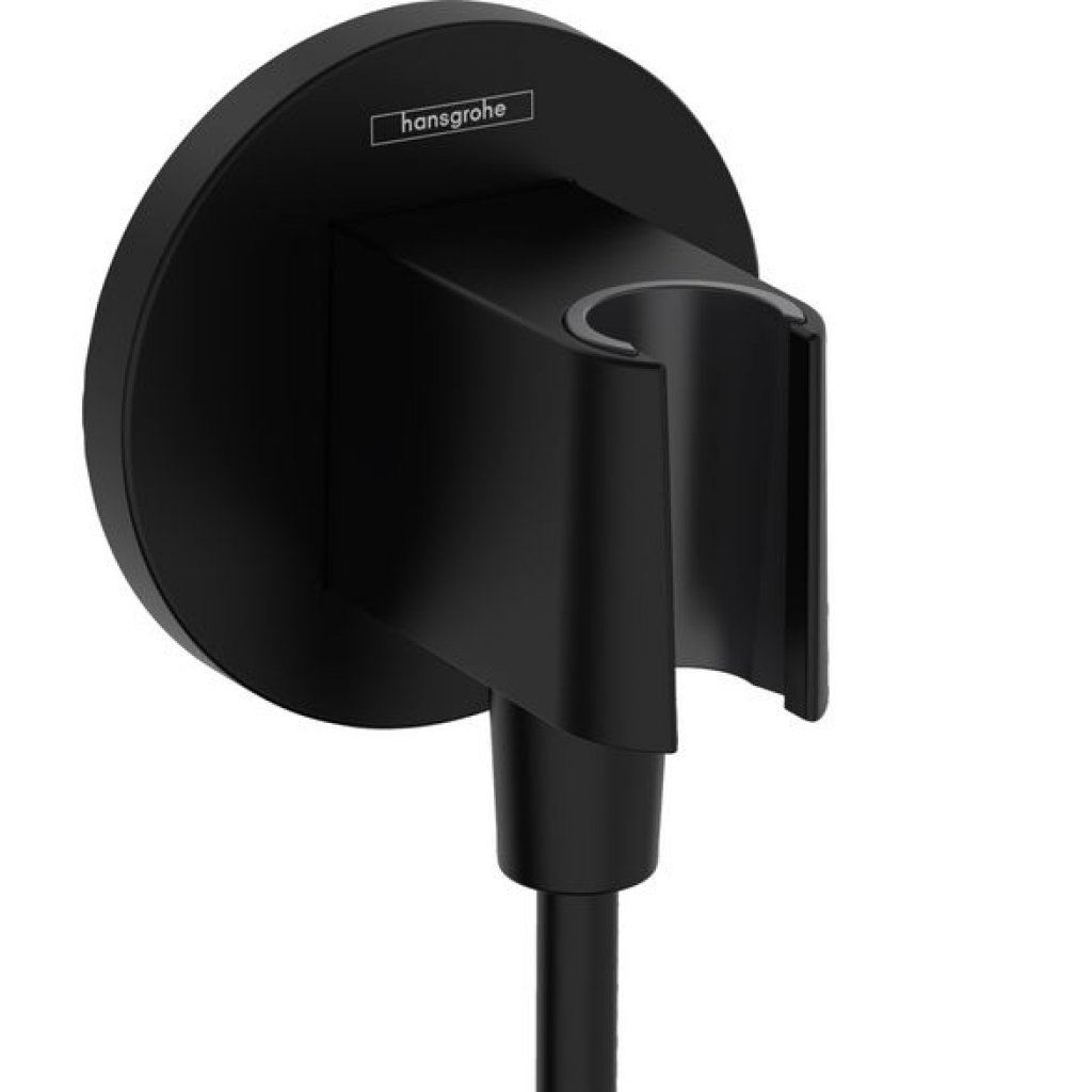Přípojka hadice Hansgrohe FIXFIT S, se sprchovým držákem, černá mat