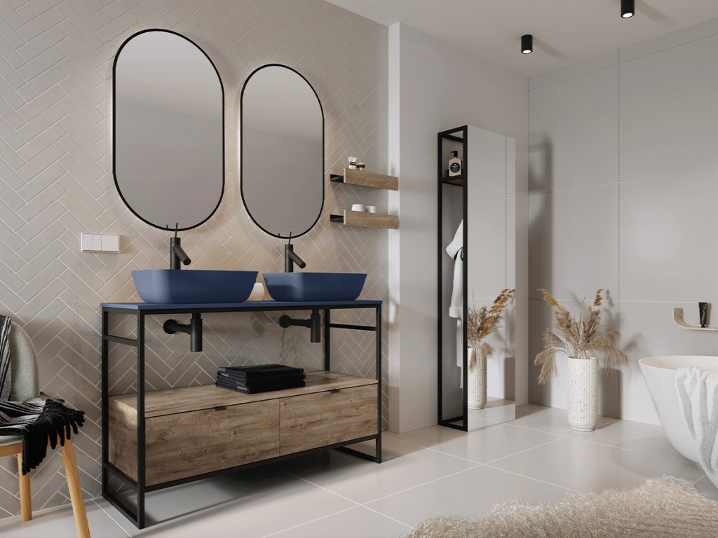 Zrcadlo 52x92 cm Lotosan SANS BEAN, osvětlení LED, černá