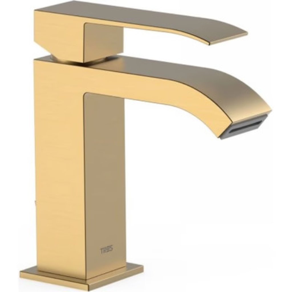 Umyvadlová stojánková baterie 16 cm Tres CUADRO Exclusive, kartáčovaná nerez