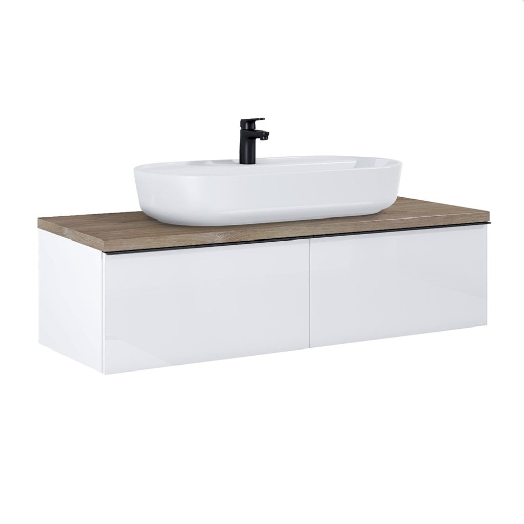 Skříňka 120x31,8x45,2 cm Lotosan LAMELLA, pod desku SLIM, 2x zásuvka SoftClose, bílá lesklá