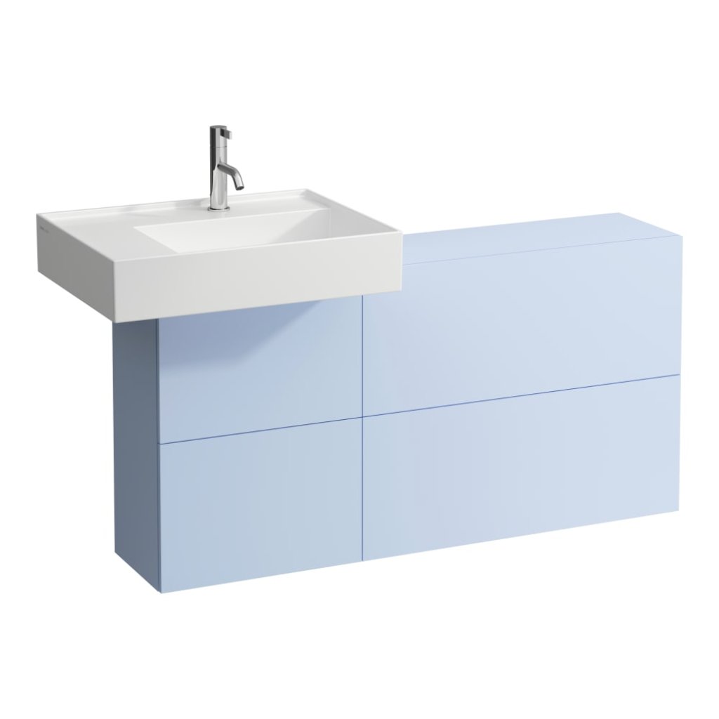Skříňka pod umyvadlo 120x27x61cm KARTELL by Laufen, 1x dvířka, 2x výklop, umyvadlo vlevo, šedomodrá