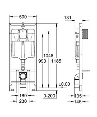 Modul Grohe RAPID SL pro závěsné WC, nádrž GD2, předstěnová montáž, výška 1,13 m