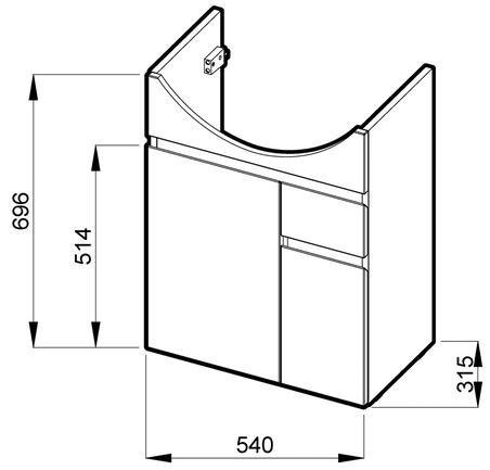 Skříňka pod umyvadlo 60 cm Jika LYRA s 2 dveřmi a zásuvkou, bílá/bílý lak