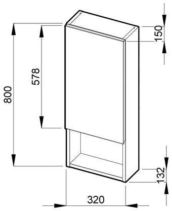 Horní skříňka 80 x 32 cm Jika LYRA pravé dveře, bílá/bílý lak