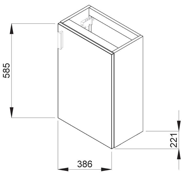 Skříňka s umývátkem 40 x 23,5 cm Jika PETIT s dvířky, zrcadlem a osvětlením, tmavý dub