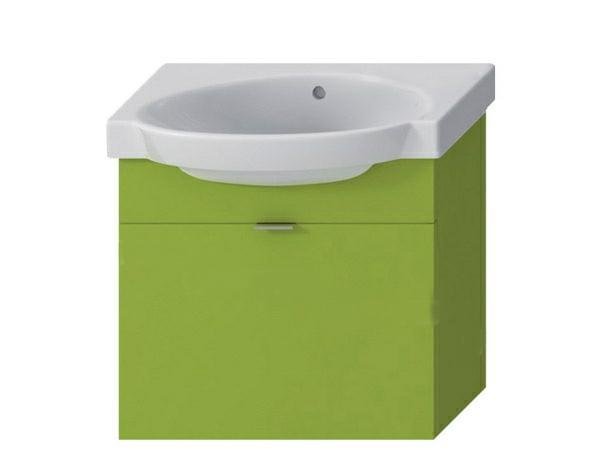 Skříňka s umývátkem 55 x 37 cm Jika TIGO s jednou zásuvkou, bez otvoru pro baterii, zelená