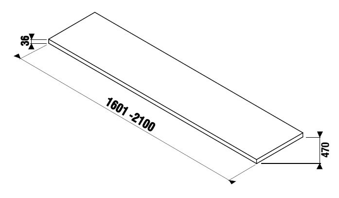 Umyvadlová deska 160,1-210 cm Jika CUBITO-N, bez otvoru, bez podpěr, bílá
