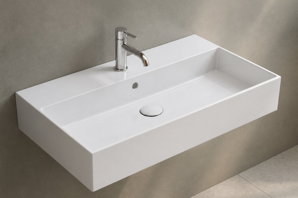 Umyvadlo Galassia 71x46 cm MEG11 PRO, s otvorem pro baterii, s přepadem, bílá lesk