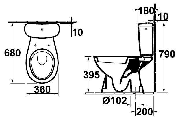 Toaleta kombi Gustavsberg SAVAL 01 FS, s nádržkou, se sedátkem, odpad do země, bílá