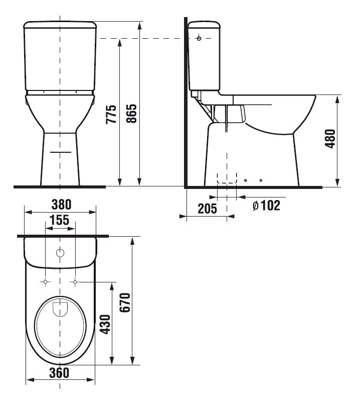 WC kombi mísa DEEP By Jika zvýšená, hluboké splachování, svislý odpad, bez nádržky, bílá