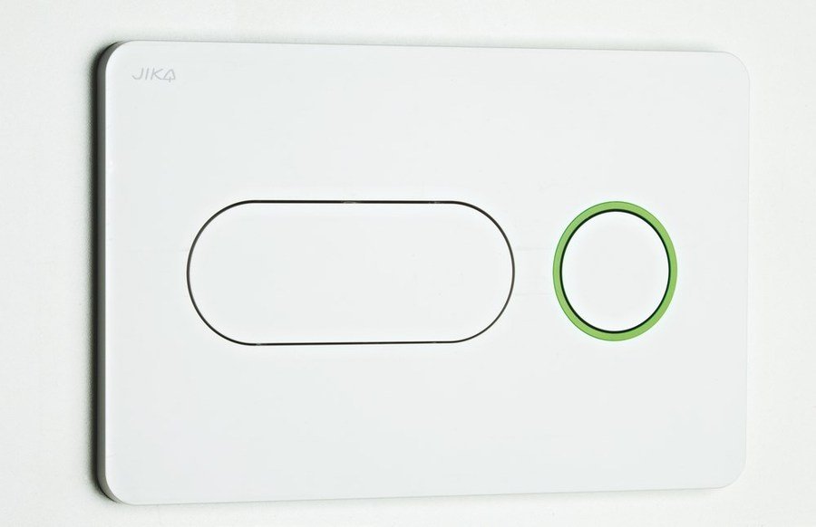 Splachovací tlačítko duální Jika PL8 Dual Flush, bílá barva, zelený kroužek
