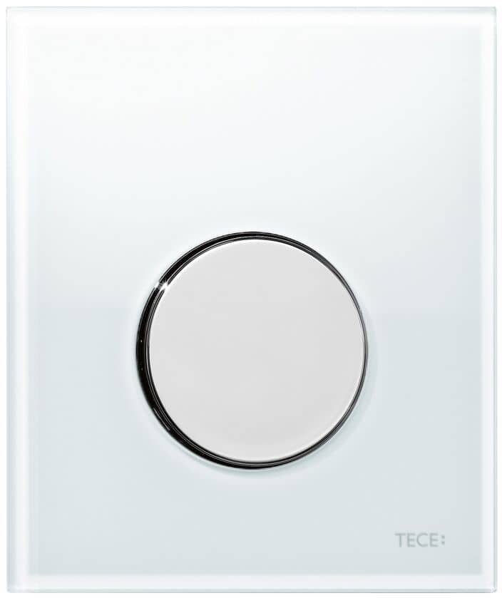 Ovládací tlačítko pro pisoár TECEloop, včetně kartuše, sklo bílé, tlačítko lesklý chrom