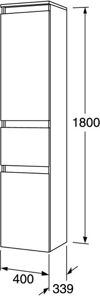 Vysoká skříňka 180 cm levá Gustavsberg NAUTIC, 2 dveře a 1 zásuvka, panty vlevo, vysoký lesk, bílá
