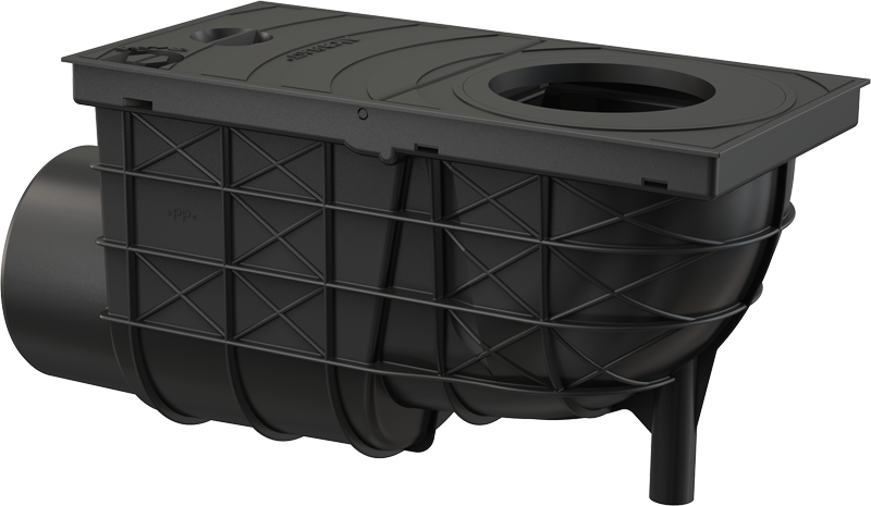 Univerzální lapač střešních splavenin AlcaPlast AGV3 300 × 155/110 boční černý