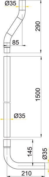 Splachovací trubice A950 AlcaPlast průměr 35 mm,komplet