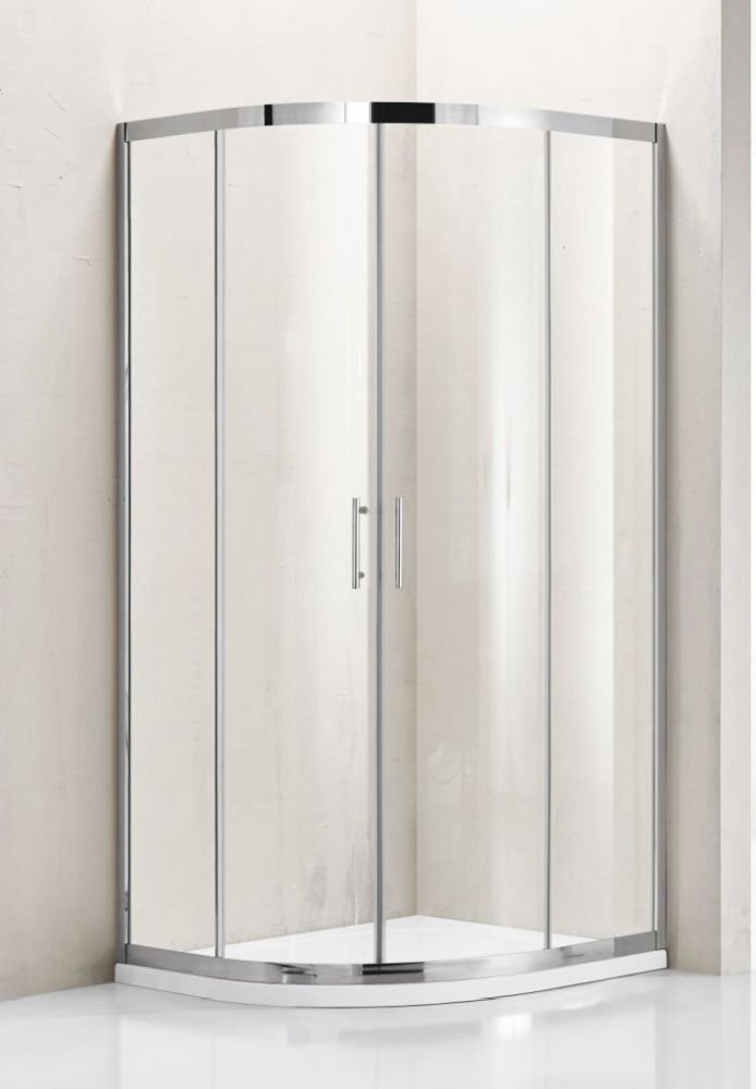 Sprchový kout Hopa MATARO 90x90x195 cm, čtvrtkruh R55, posuvný, sklo čiré, nerez lesk
