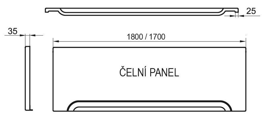 Čelní vanový A panel U 180 cm Ravak, bílá